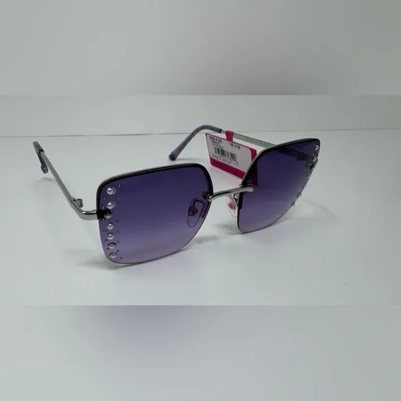 Betsey Johnson Purple Embellished on the edge square Sunglasses NWT NWT Betsey Johnson Purple/Silver ? ON THE EDGE ? With  main image 4